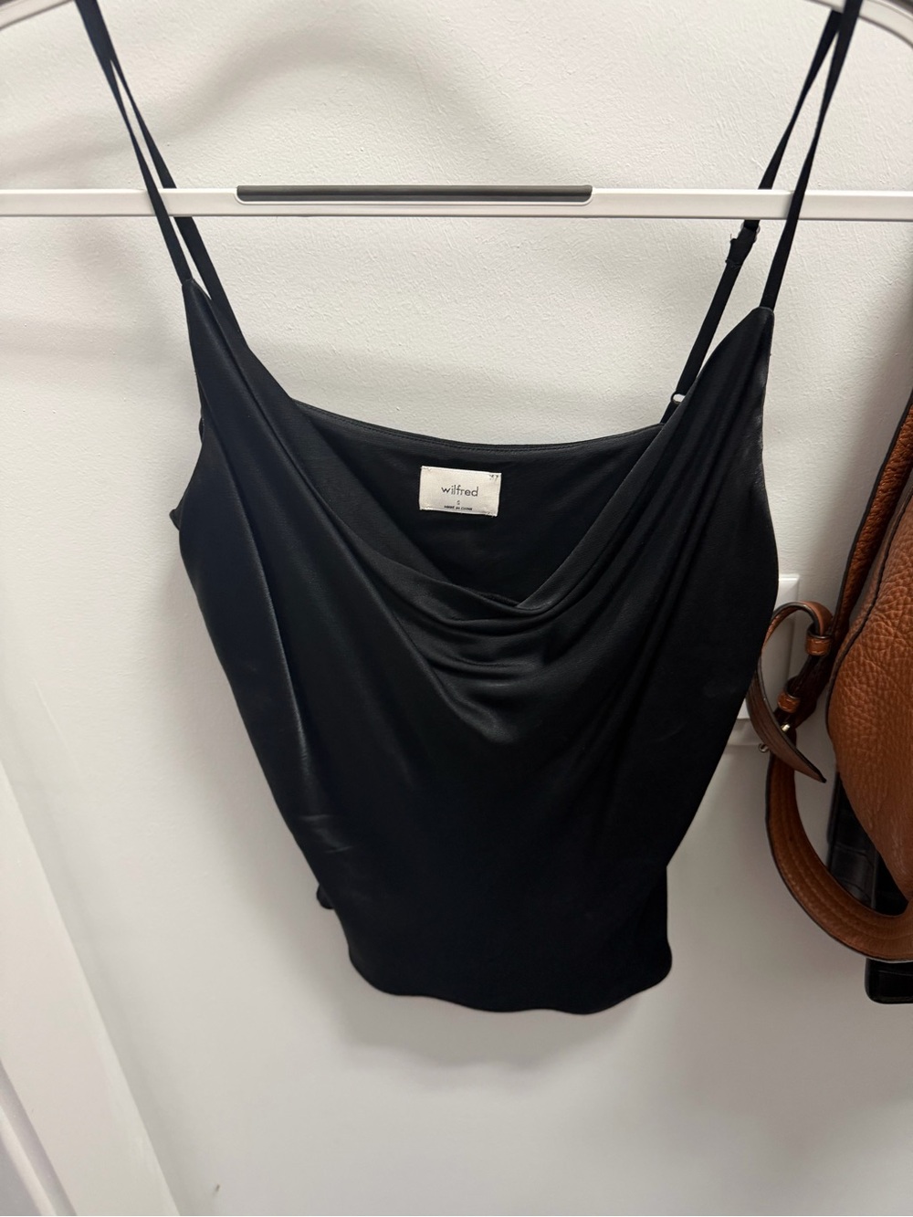 Wilfred Black Satin Cowl-Neck Camisole with Adjustable Straps